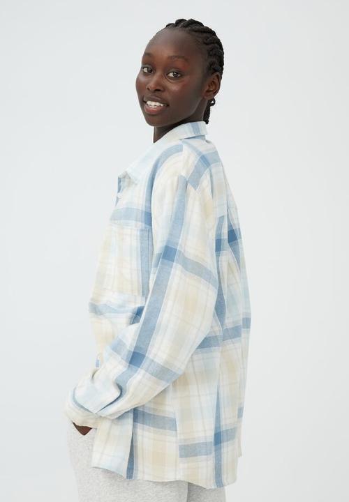 Cotton On - Boyfriend shirt - chilli check calm blue