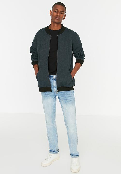 Trendyol - Pax zip through bomber cardigan - petrol