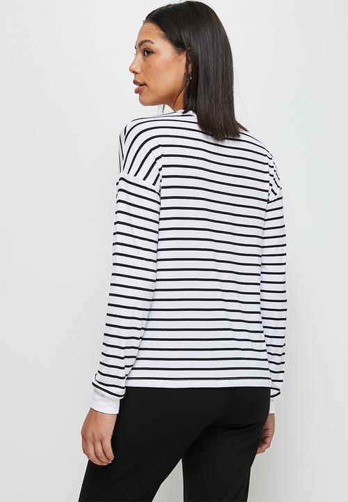 edit - Stripe boxy tee - black & white stripe