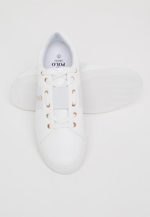 POLO - Classic side flash sneaker - white & gold