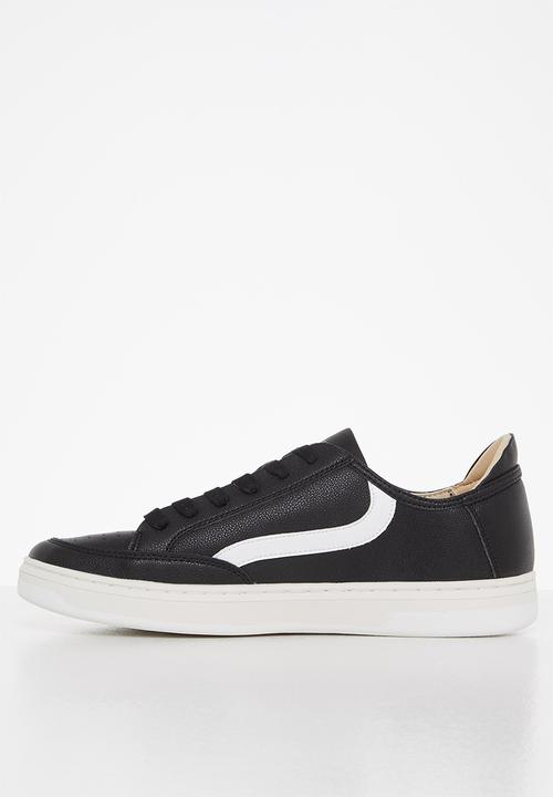 Superdry. - Basket lux low trainer - black & white