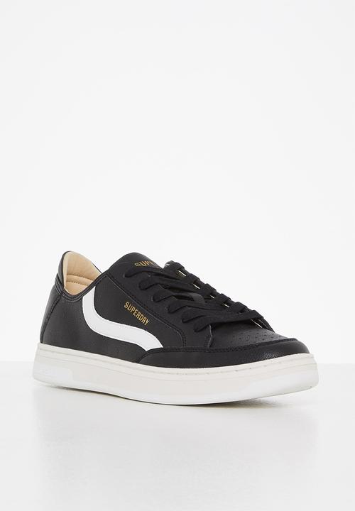 Superdry. - Basket lux low trainer - black & white