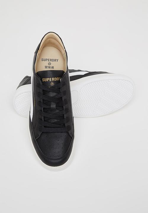 Superdry. - Basket lux low trainer - black & white