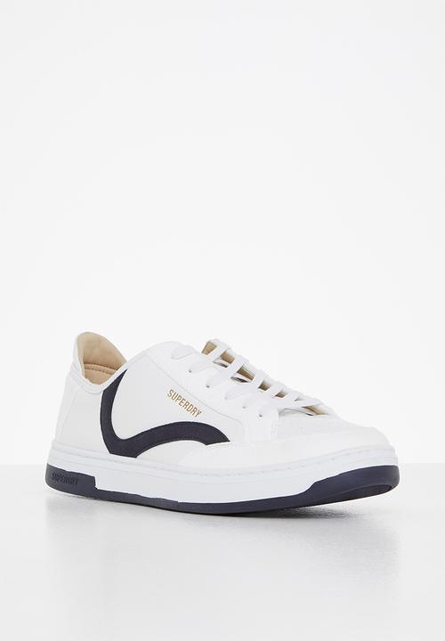 Superdry. - Basket lux low trainer - white & navy