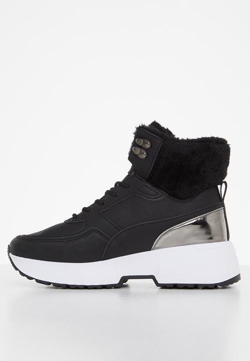 Tom Tom - Chunky faux-fur lined hiking boot - black