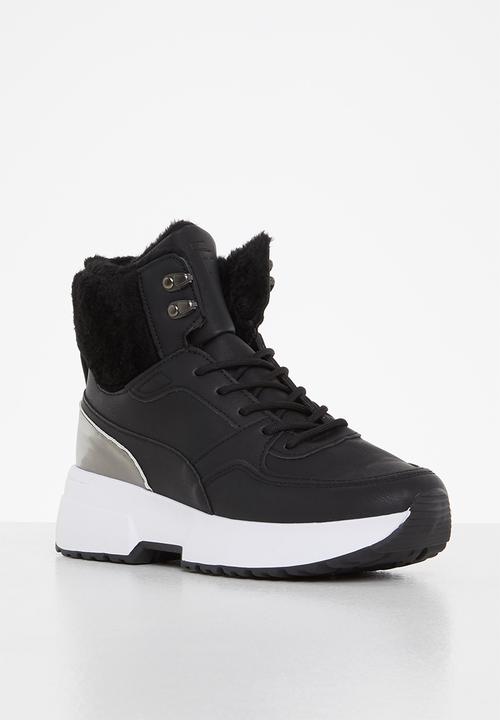 Tom Tom - Chunky faux-fur lined hiking boot - black