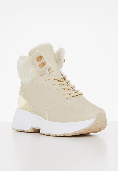 Tom Tom - Chunky faux-fur lined hiking boot - stone