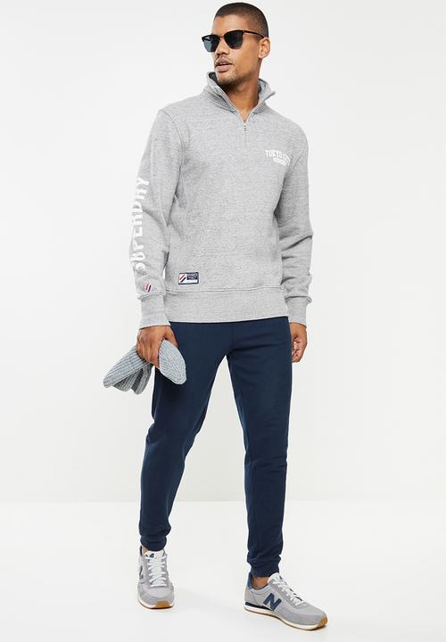 Superdry. - City college half zip - grey slub grindle