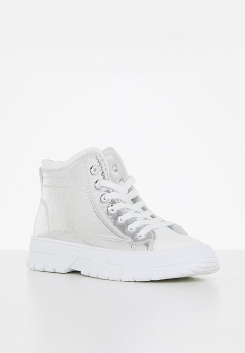 Tom Tom - Chunky metallic lace-up boot - silver