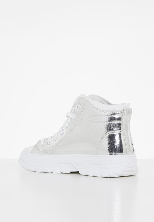 Tom Tom - Chunky metallic lace-up boot - silver