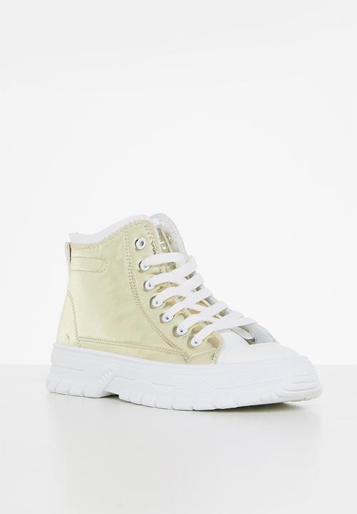 Tom Tom - Chunky metallic lace-up boot - gold