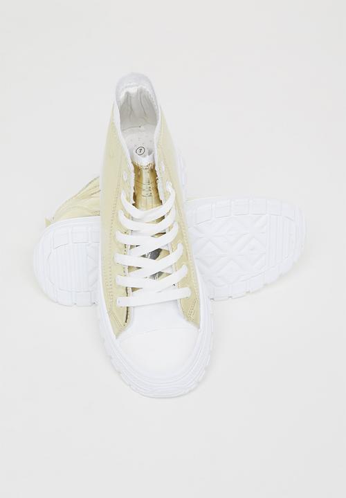 Tom Tom - Chunky metallic lace-up boot - gold