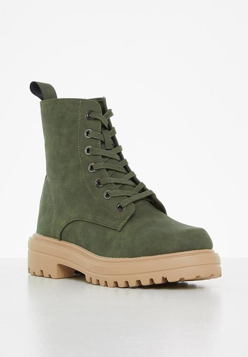 Madison® - Shay chunky lace up boot - olive