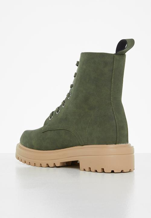 Madison® - Shay chunky lace up boot - olive