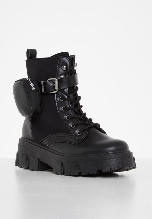 Madison® - Simone chunky lace up boot - black