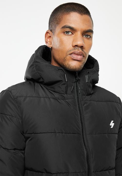 Superdry. - Hooded sports puffer - black