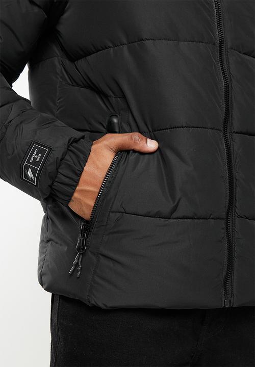 Superdry. - Hooded sports puffer - black