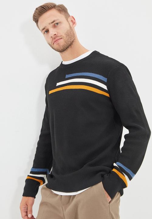 Trendyol - Stripe detail knit - black
