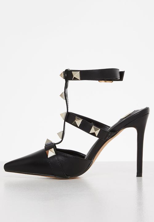 Footwork - Jea studded strap heel - black