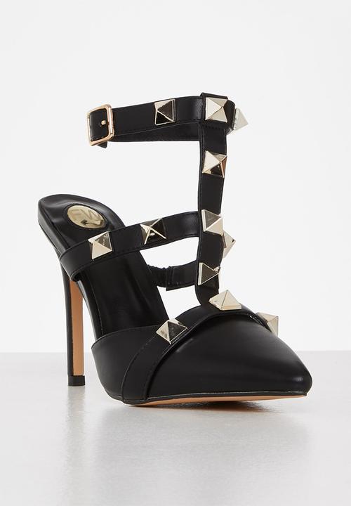 Footwork - Jea studded strap heel - black