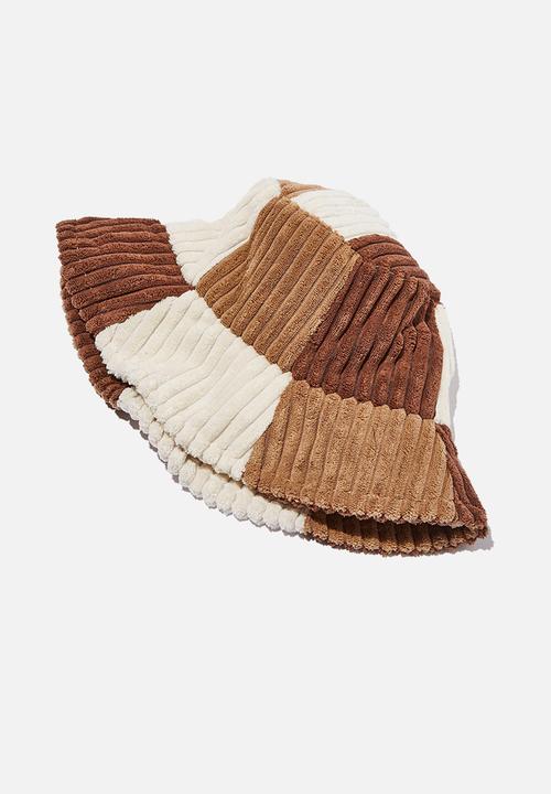 Rubi - Bianca textured bucket hat - patchwork cord natural mix