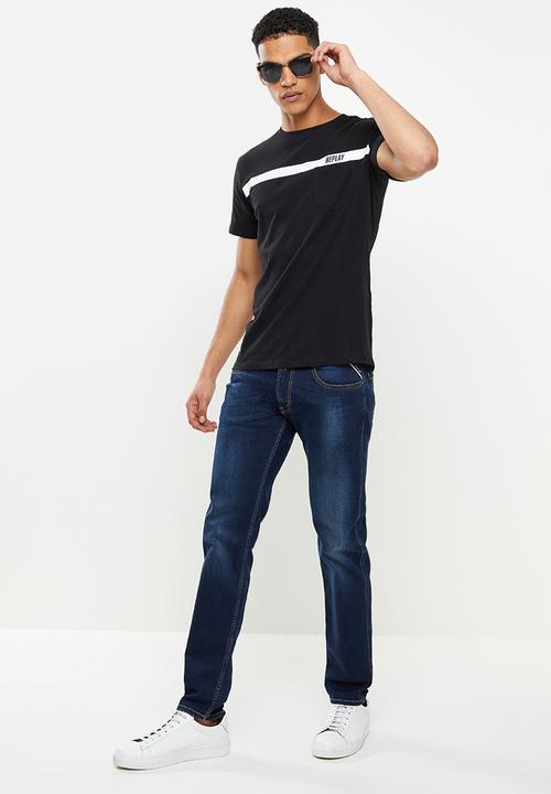 Replay - Above pocket print tee - black