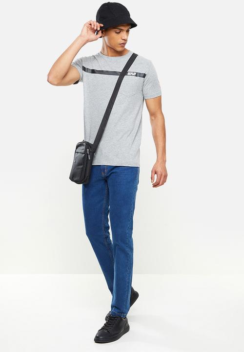 Replay - Above pocket print tee - grey melange