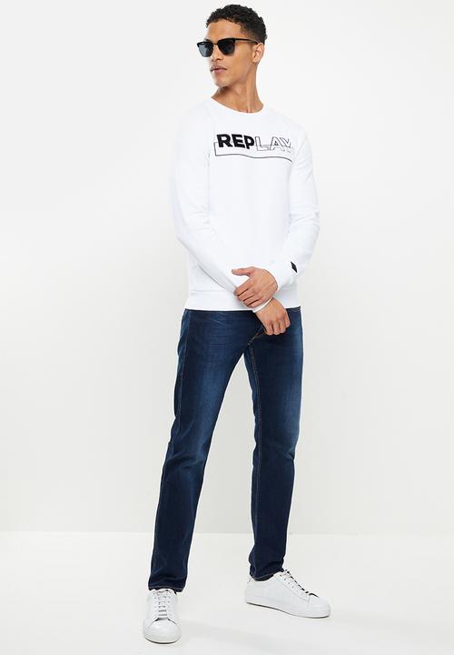 Replay - Replay utility logo crew sweat - white
