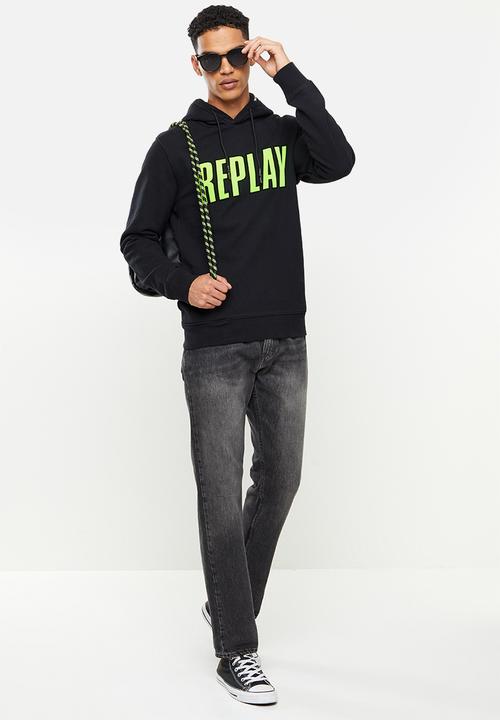 Replay - Replay printed hoody - black