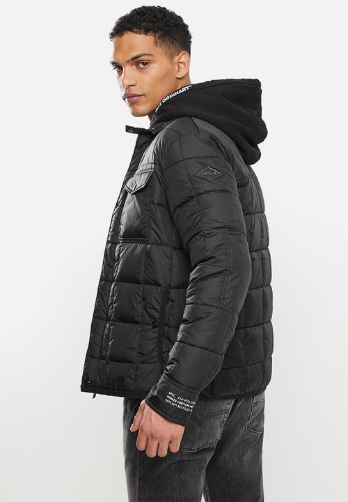 Replay - Utility puffer zip jacket - black