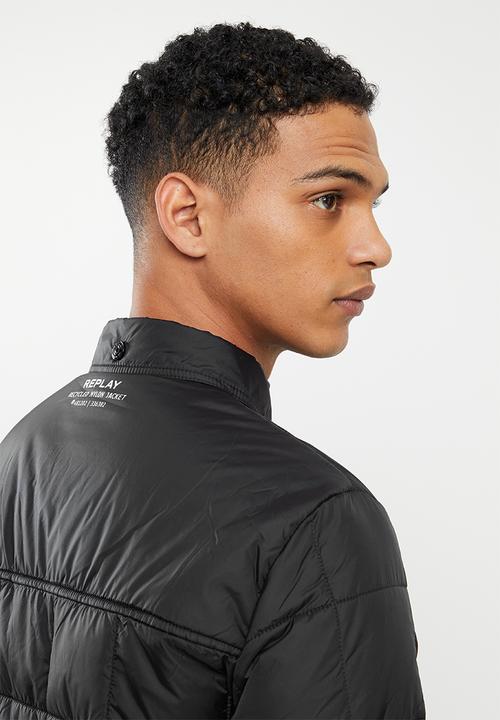 Replay - Utility puffer zip jacket - black