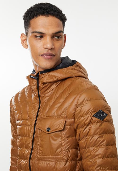 Replay - Hooded puffer jacket - brown