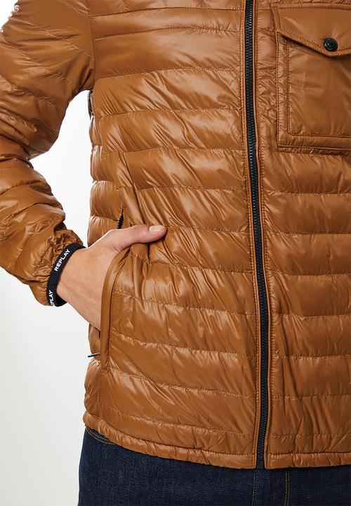 Replay - Hooded puffer jacket - brown