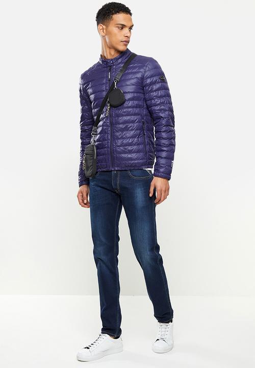 Replay - Puffer biker jacket - blue