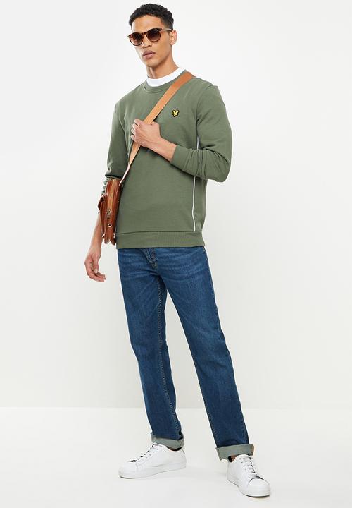 Lyle & Scott - Crew neck Sweatshirt with contrast piping - Cactus Green