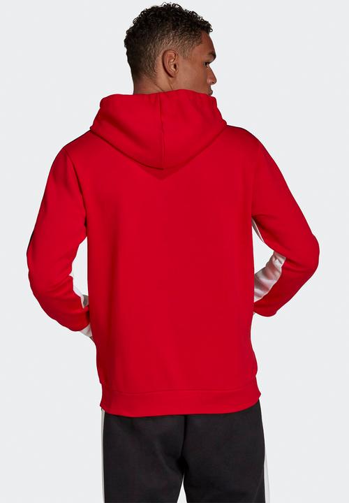 adidas Performance -  Essentials Colourblock Fleece Hoodie - White & Red