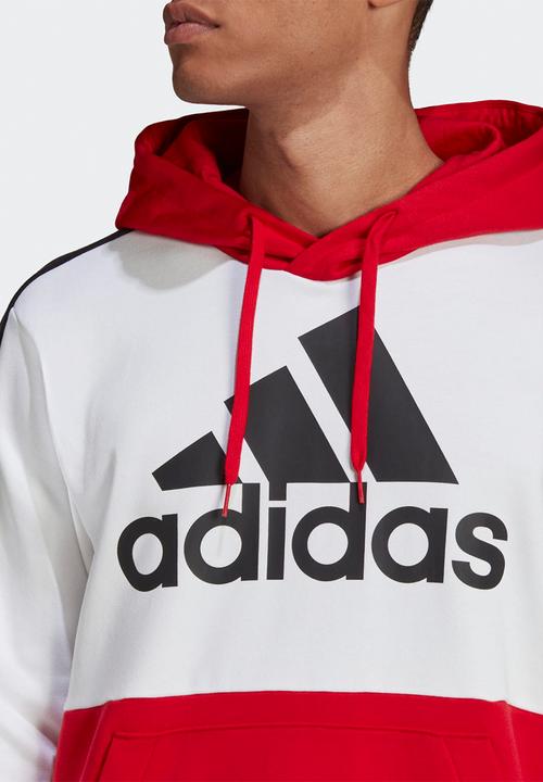 adidas Performance -  Essentials Colourblock Fleece Hoodie - White & Red