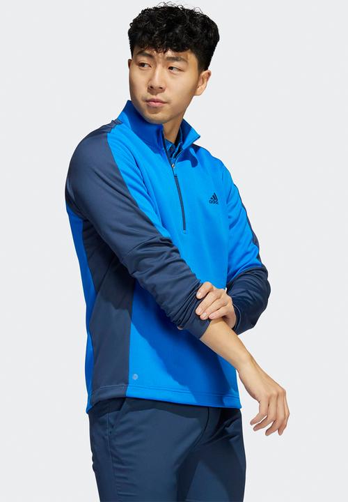 adidas Performance - Golf colour block quarter zip pullover - blue rush & crew navy