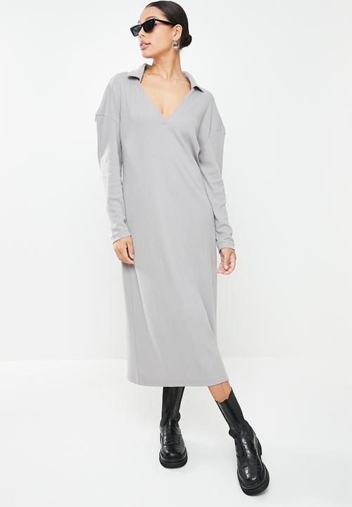Missguided - Recycled collared midaxi - grey marl