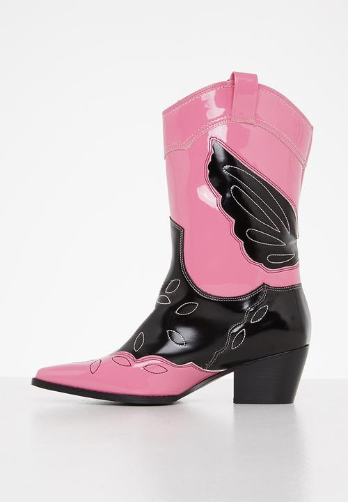 Public Desire - Howdy low heel western boot - pink 