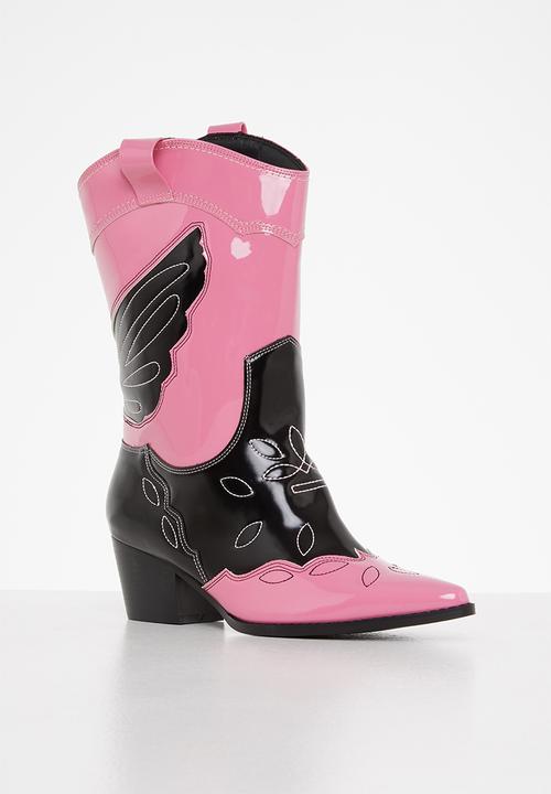 Public Desire - Howdy low heel western boot - pink 