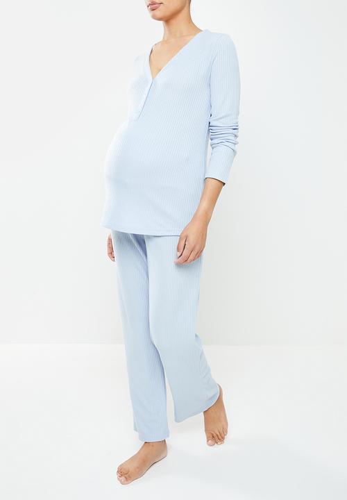 Superbalist - Maternity waffle nursing sleep set - zen blue