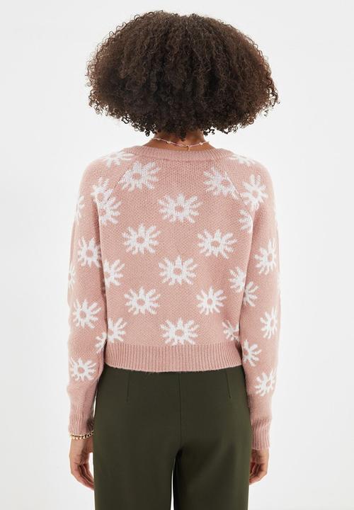 Trendyol - Flower detailed knit cardigan - pink