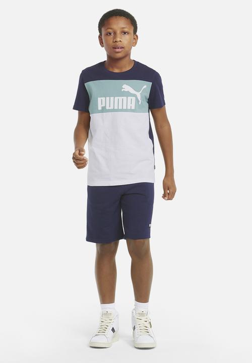 PUMA - Ess+ colourblock tee b - peacoat