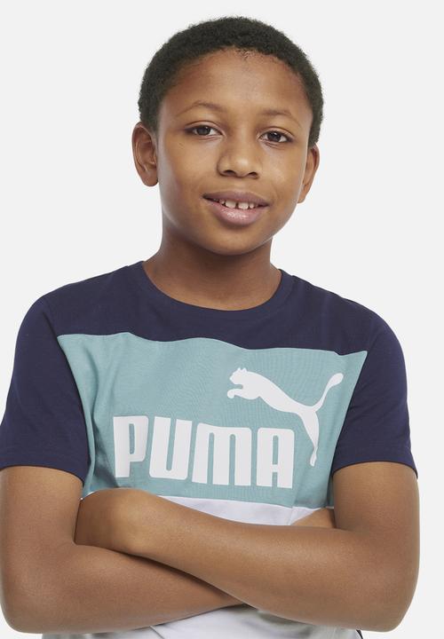 PUMA - Ess+ colourblock tee b - peacoat