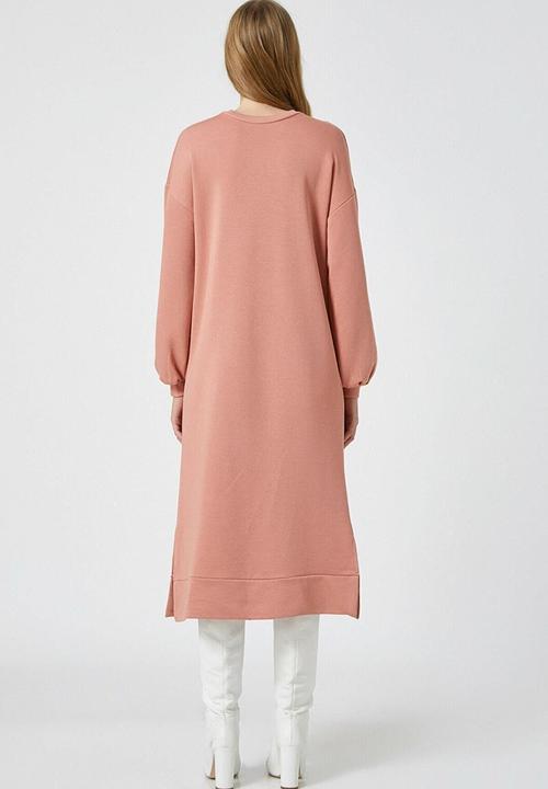 Koton - Cotton long sleeve letter printed dress - pink