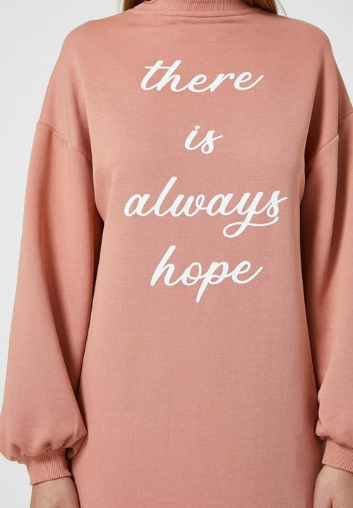 Koton - Cotton long sleeve letter printed dress - pink