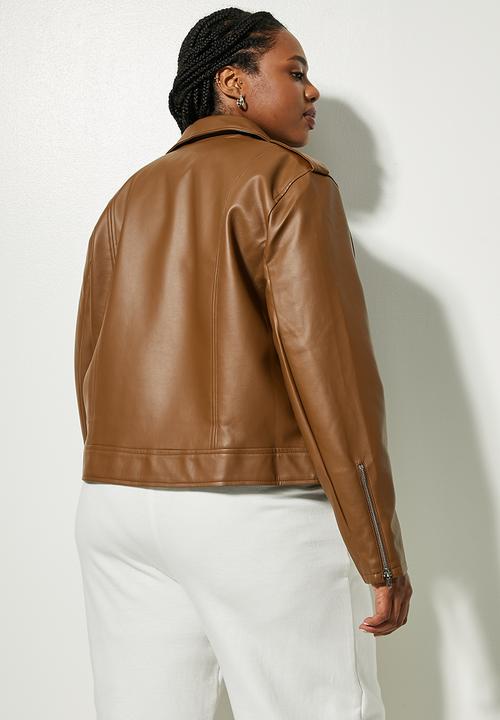 Superbalist - Pu biker jacket - tobacco