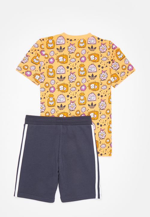 adidas Originals - Short tee set - hazy orange & shadow navy