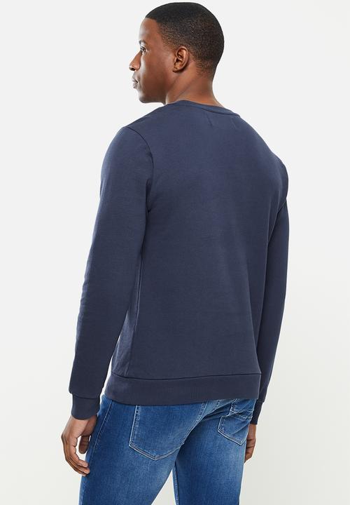 Replay - Replay side printed logo sweat crew - navy